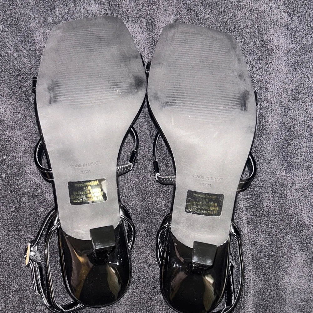 Steve Madden Shiny Black Strappy Heels - Picture 6 of 7